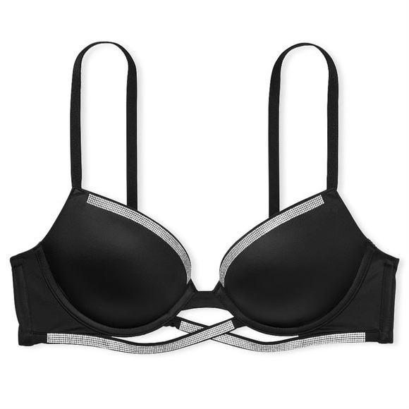 Victoria’s Secret 32B Black Very Sexy Shine Cradle Push Up Bra - Picture 1 of 4